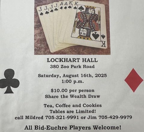 AT Wasaga Beach United Church Lockhart Hall,   380 Zoo Park Road Saturday, August 16th, 2025, at 1:00 pm, along with Share the Wealth. There will be Tea, Coffee and Cookies […]